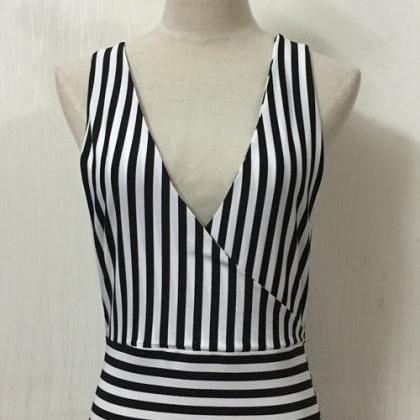 2017 Summer Stripes Sexy Backless One Pieces..