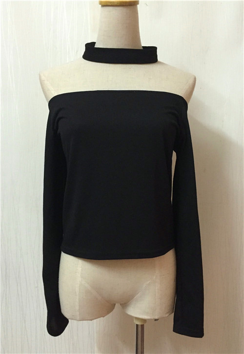 Sexy Backless Off Shoulder Long Sleeve Crop Top