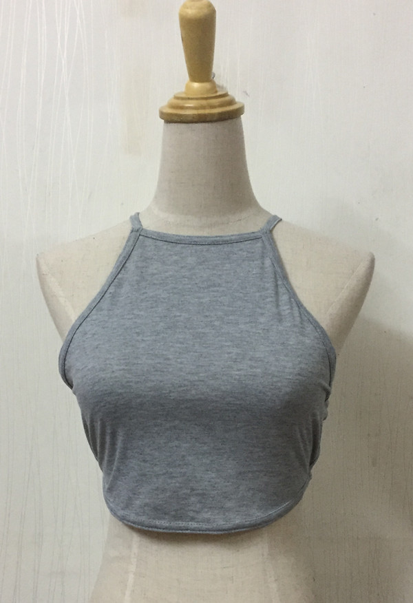 2017 Sexy Backless Bind Pure Color Square Collar Crop Top