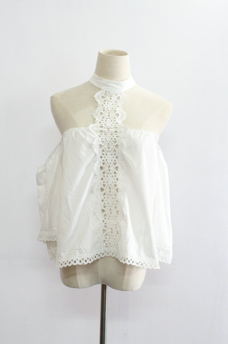 Summer Sexy Cold Shoulder White Lace Blouse