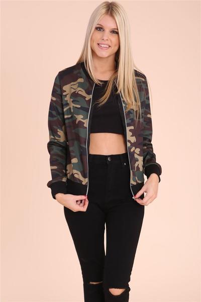 Camouflage Stand Collar Short Jacket Coat