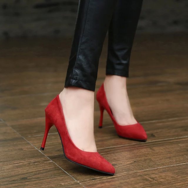 Faux Suede Pointed-toe High Heels