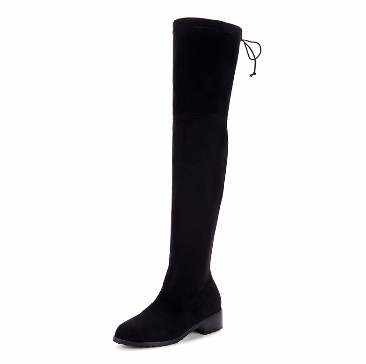 Plus Size Patchwork Round Toe Low Chunky Heel Over-knee Long Boots
