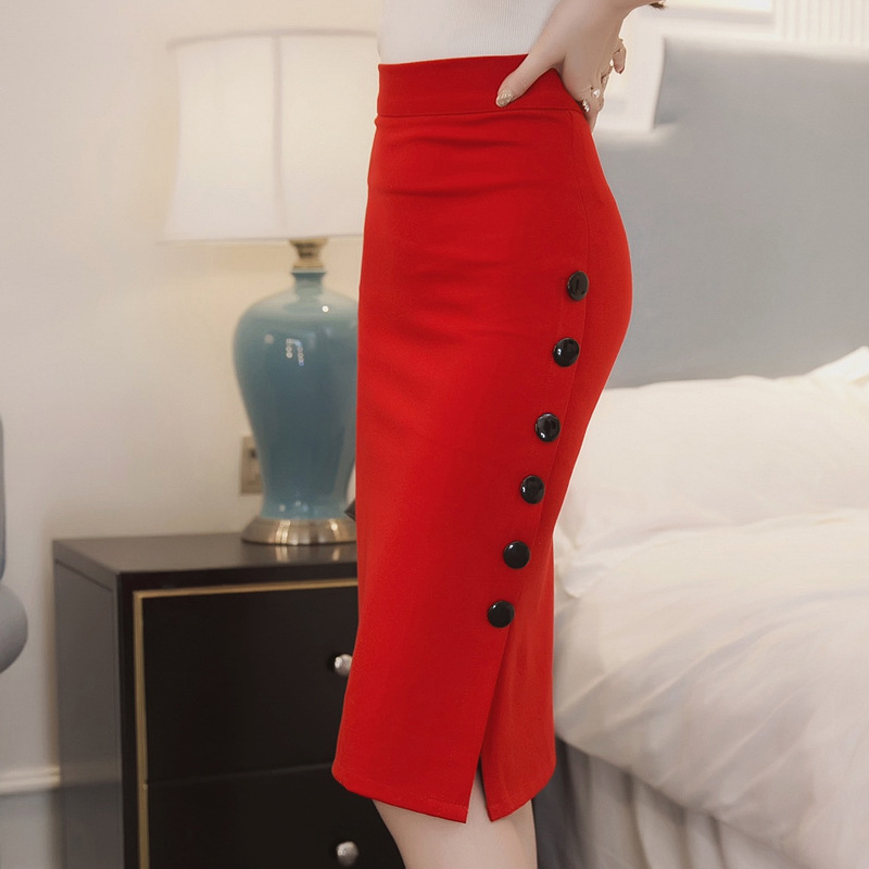 Elegant Plus Size High Waist Bodycon Pencil Long Split Skirt