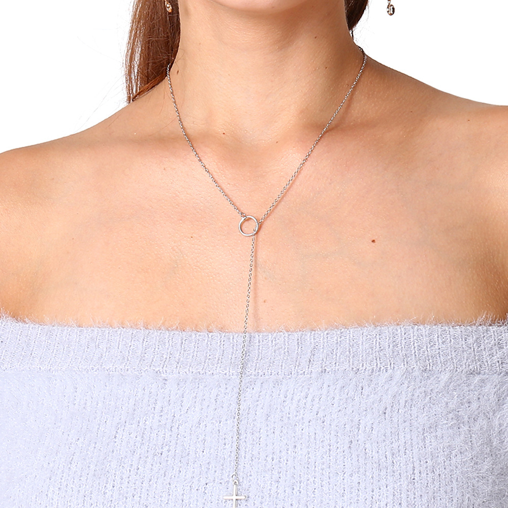 Fashion Makings Size Circle Geometry Diamond Stud Necklace