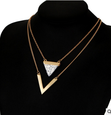 Triangle Hoard Of Pendant V-shape Multilayer Necklace