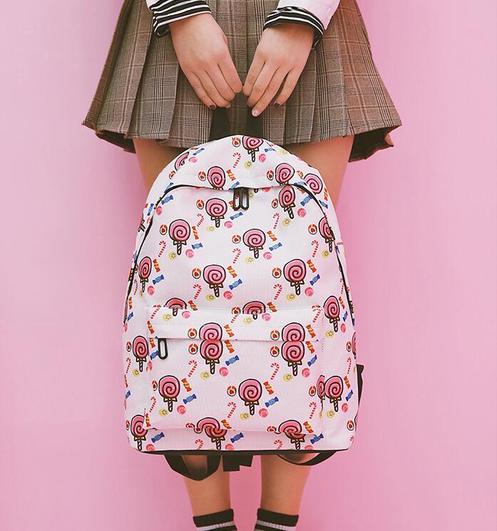 Cute Lollipop Print Backpack School Bag