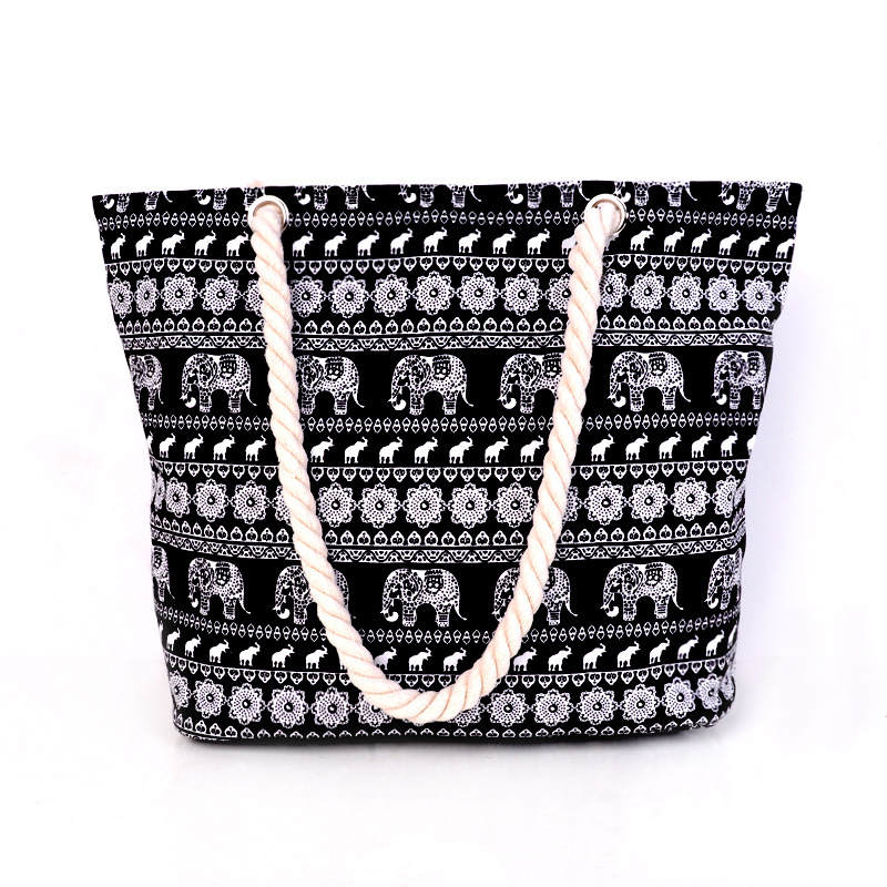 Beautiful with Elephant Pattern Canvas Women Tote Bag