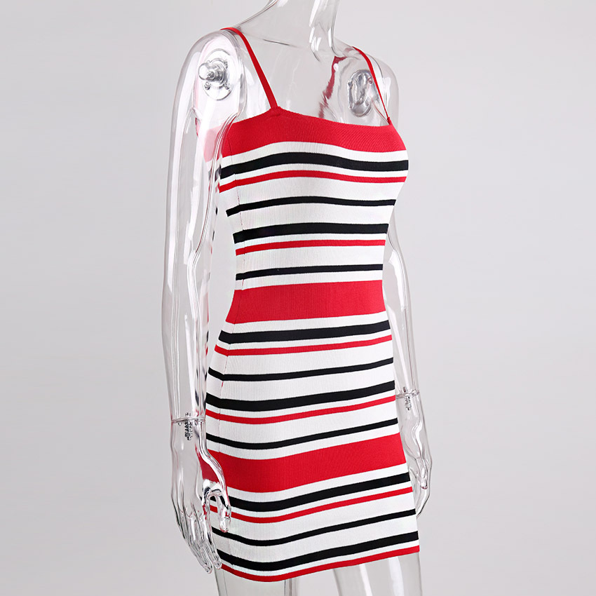 Sexy Sleeveless Stripe Mini Bodycon Jersey Dress