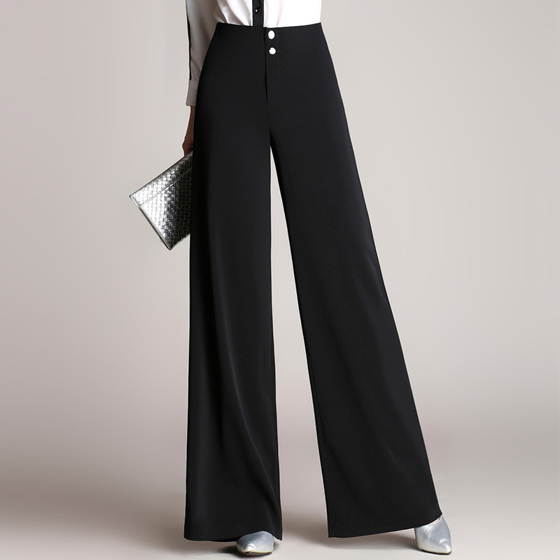 High Waist Loose Solid Color Long Bell-bottomed Pants
