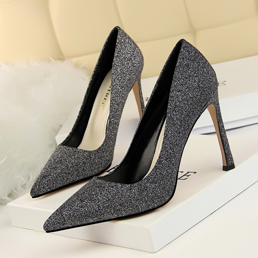 Pu Stiletto Heel Pointed Toe Low Cut High Heels Party Dress Shoes