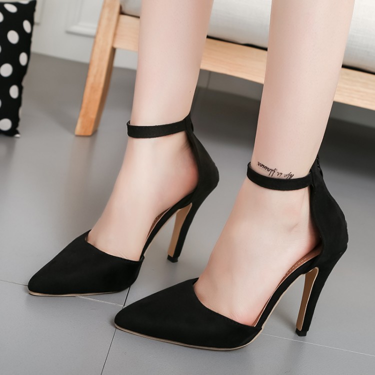 Simple Low Cut Ankle Wrap Stiletto High Heels Party Shoes