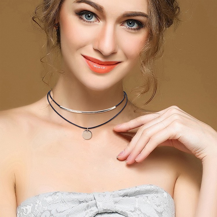 Korean Version Of Wax Line Curved Pipe Multilayer Necklace