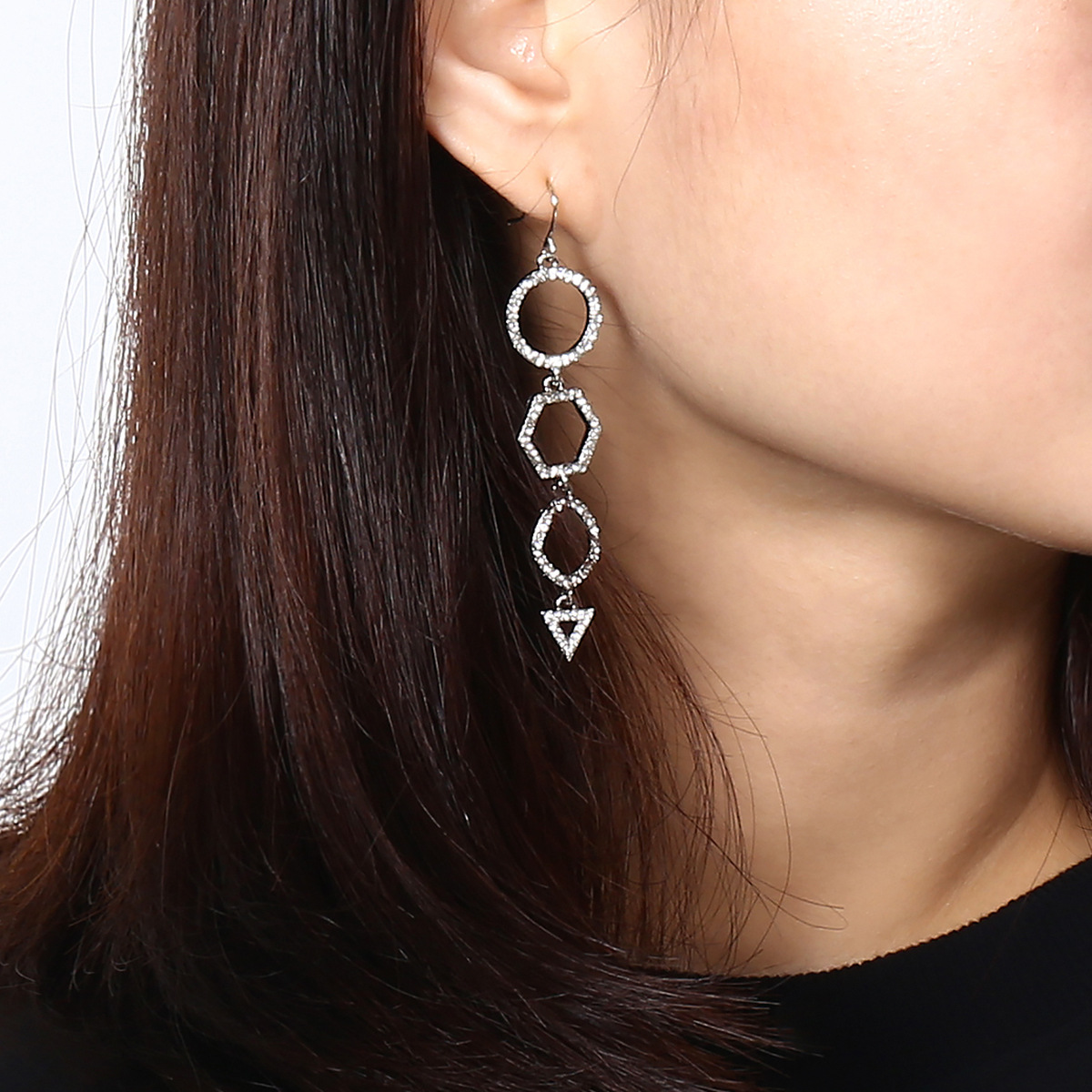 Fashion Micro-diamond Triangulation Pendant Earrings