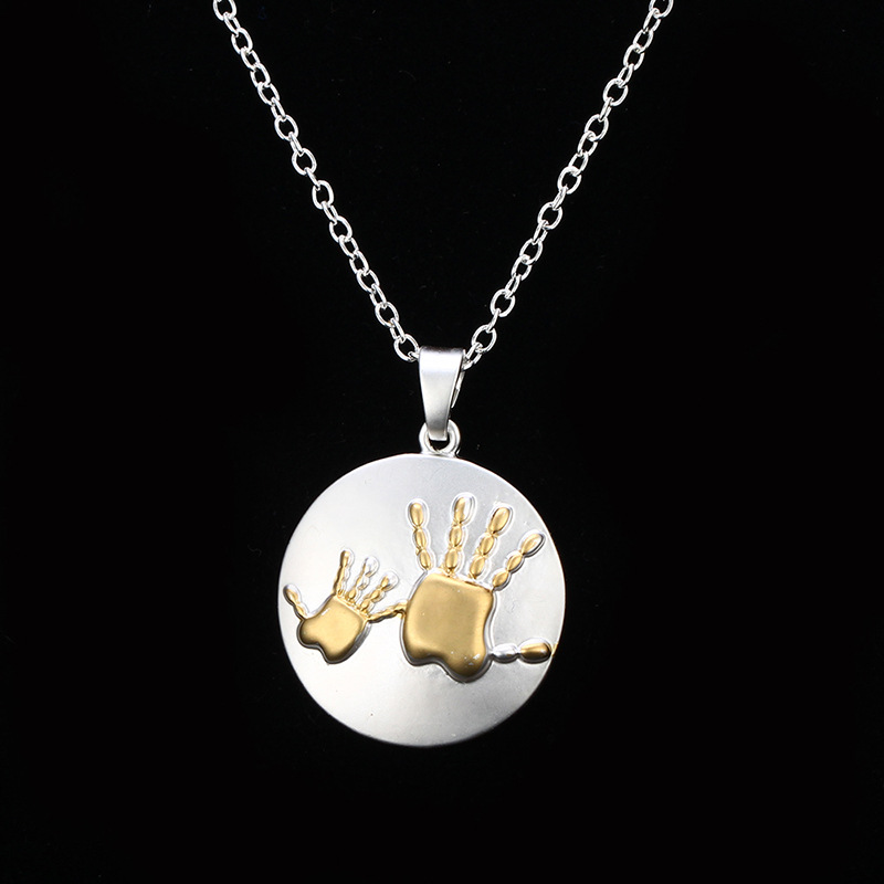 Two-color Mother-child Big Hand Small Hand Necklace