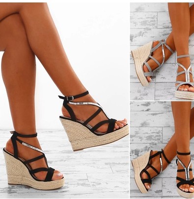 Women Wedge Sandals Simple Style Straps Slope Heel Pure Color Peep-toe Ankle Strap（SH20180718005）