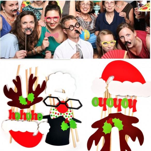 New Fashion 17Pcs DIY Props Wedding Moustache Lips Christmas Party Mask
