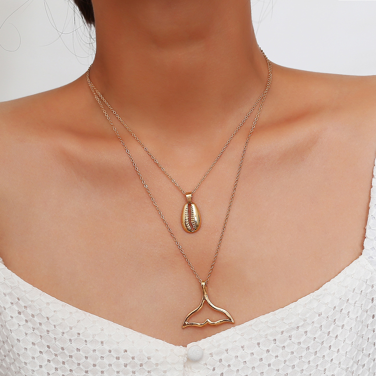 Alloy Shell Fishtail Collarbone Necklace