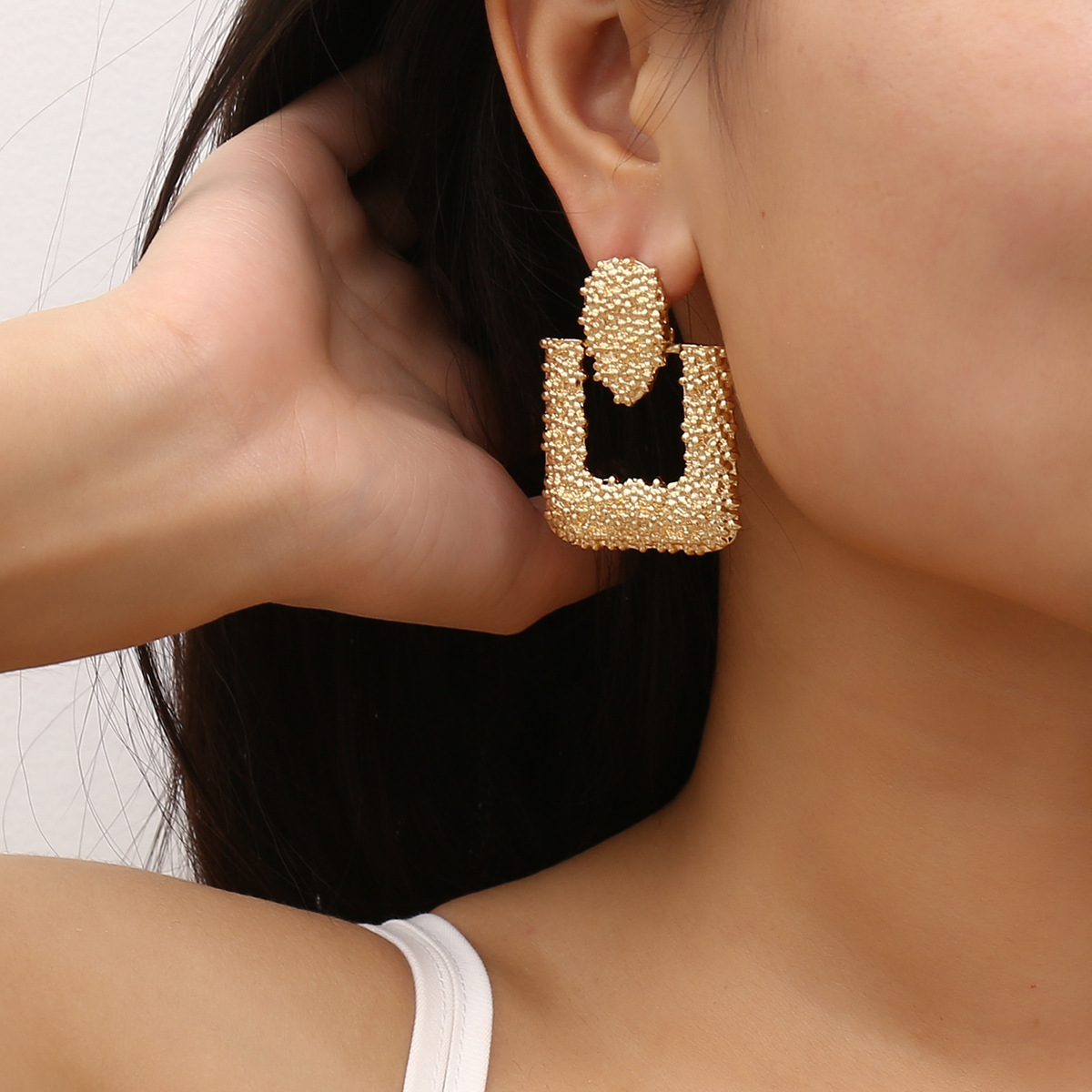 Vintage Alloy Square Earrings