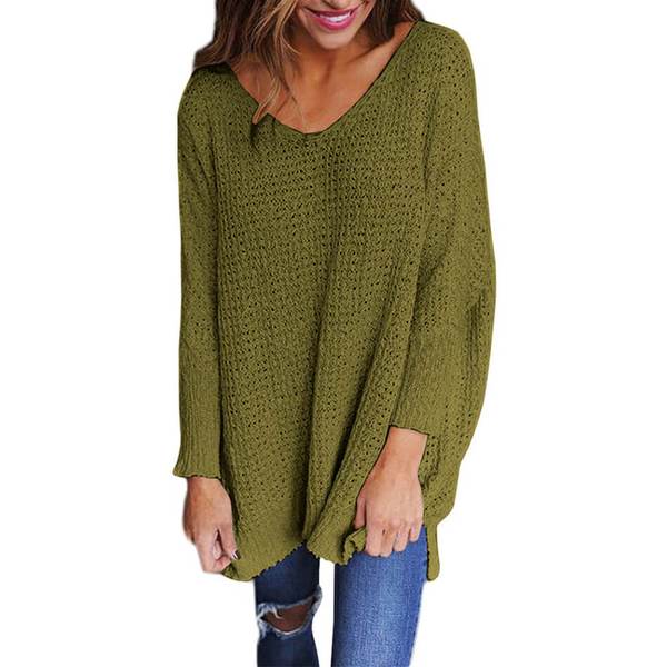 V-Neck Loose Oversized Long Sleeve Women Sweater