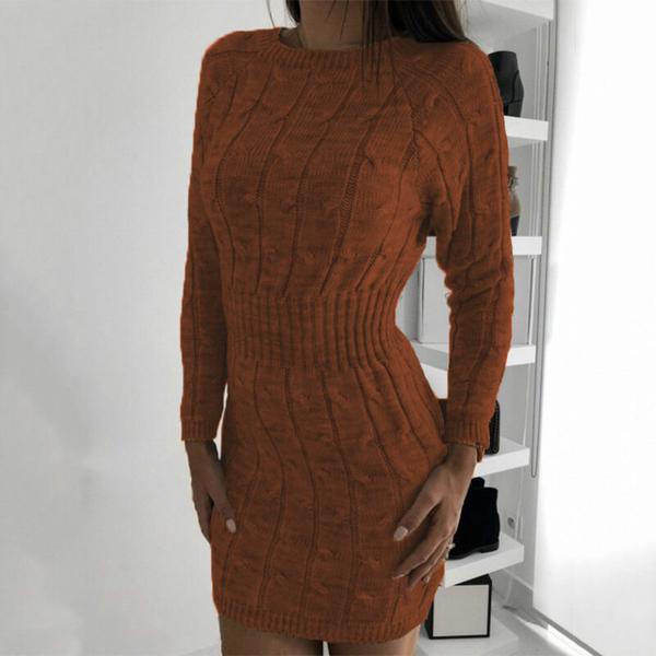 Mid-Long Long Sleeve Women Sweater Dress