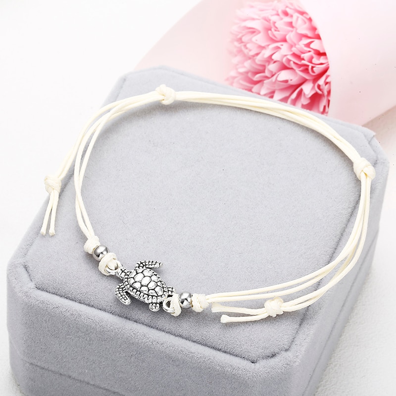 Summer Beach Turtle Shaped Charm Rope String Anklets For Women Ankle Bracelet