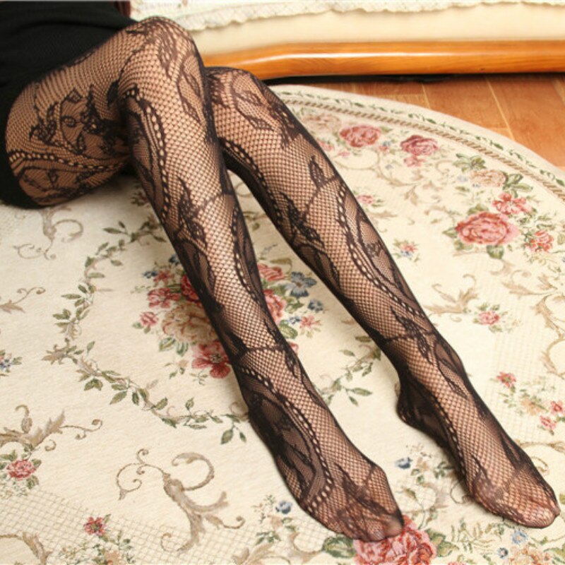 Lace Sexy Pantyhose Woman Patterned Tight Erotic Nylon Stockings Sticky Sheer Lingerie Mesh Tattoo Stockings