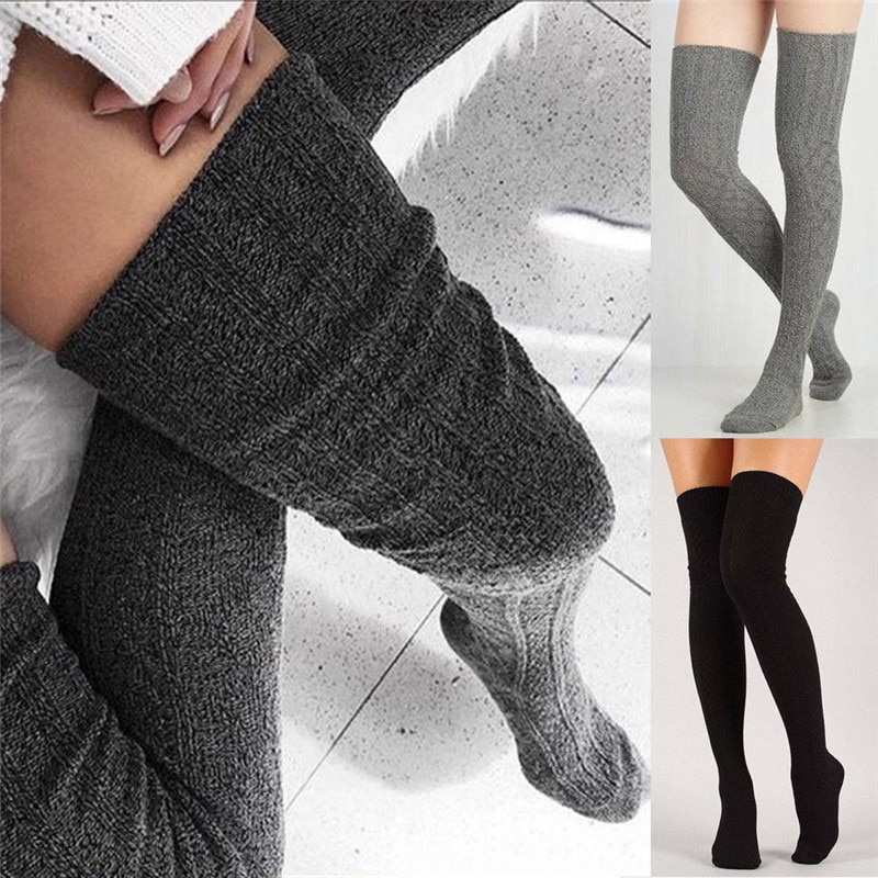 Women Over Knee Socks Fashion Female Sexy Stockings Warm Long Boot Knit