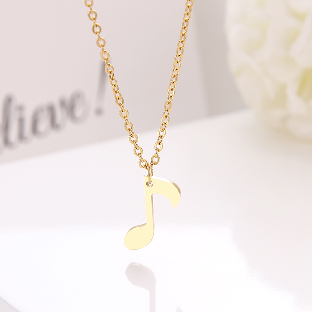 Stainless Steel Necklaces Women's Treble Bass Chain Pendant Necklace