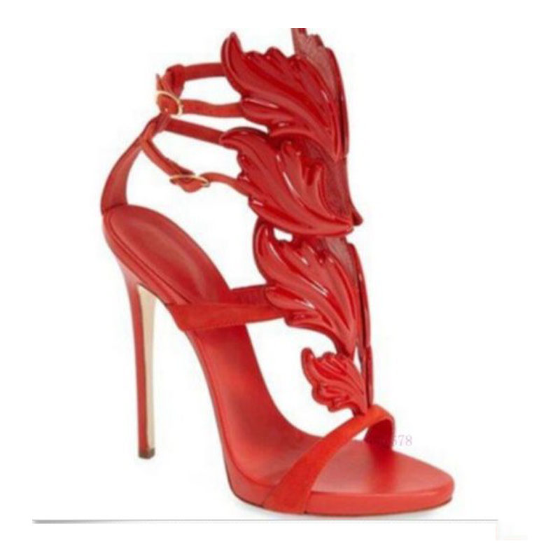 Sexy Red Leather Buckle High Heel Sandals