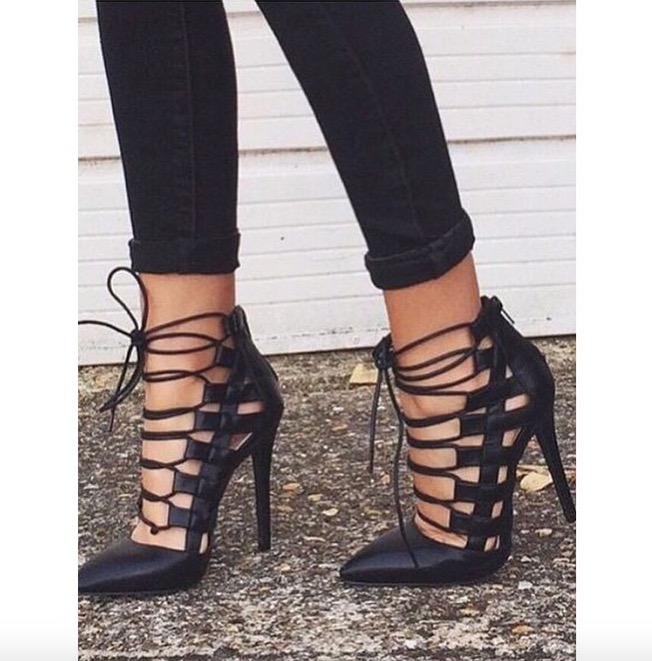 Sexy Suede Point Toe Cutout High Heels