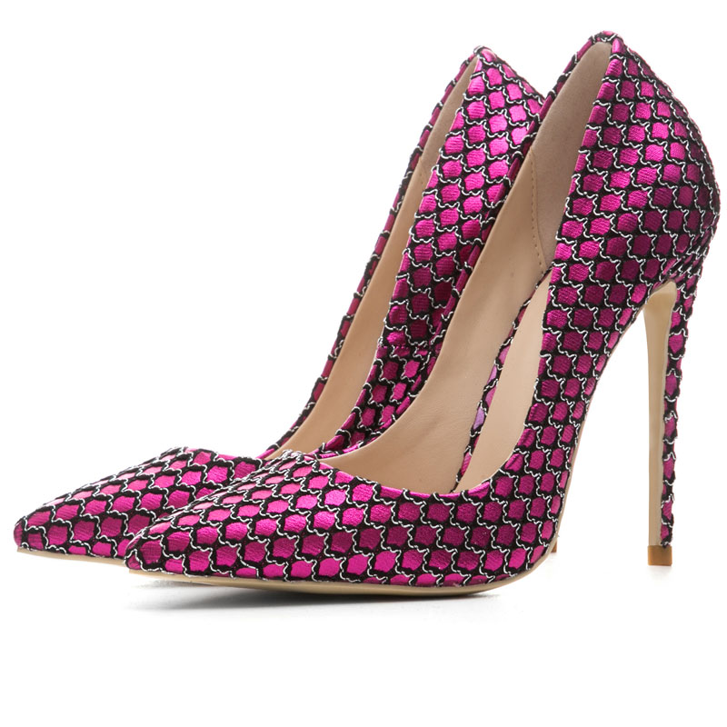 Casual Fabric Plaid Pointed Toe Stiletto Heel Pumps