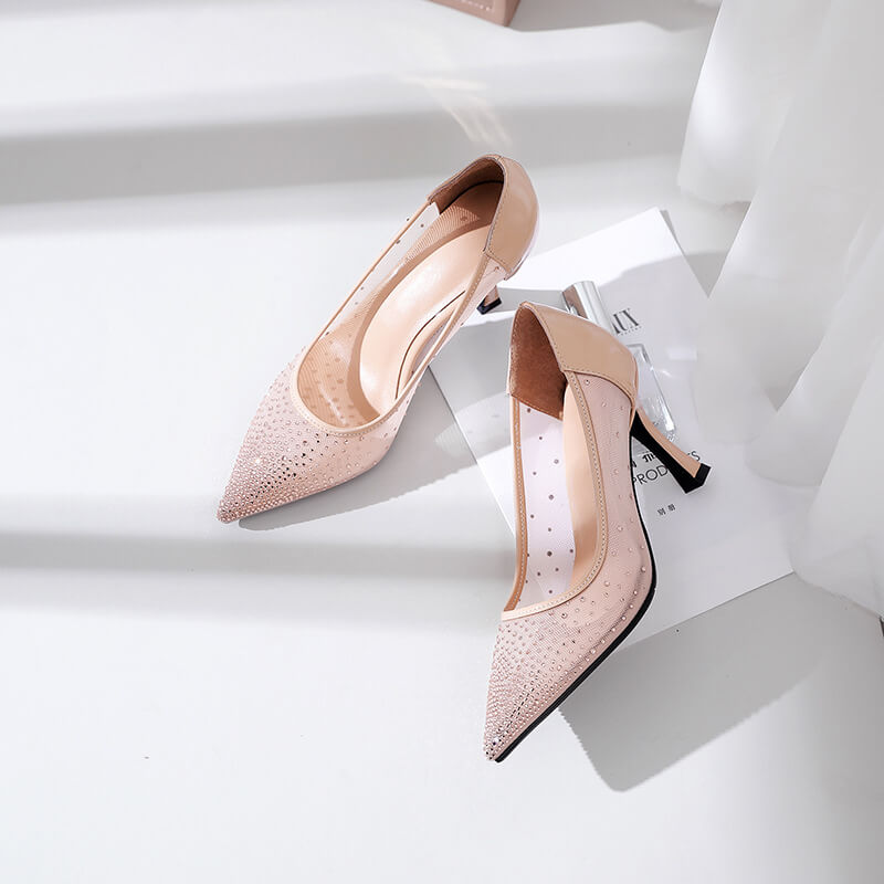 mesh pointed toe pumps