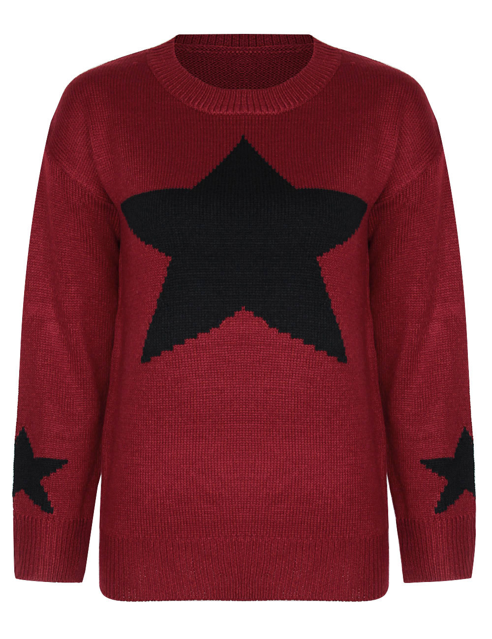 Red Star Pattern Knitted Sweater