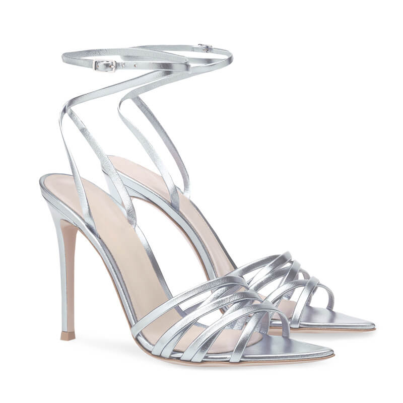 Sexy Silver Pu Pointed Toe High Heel Sandals