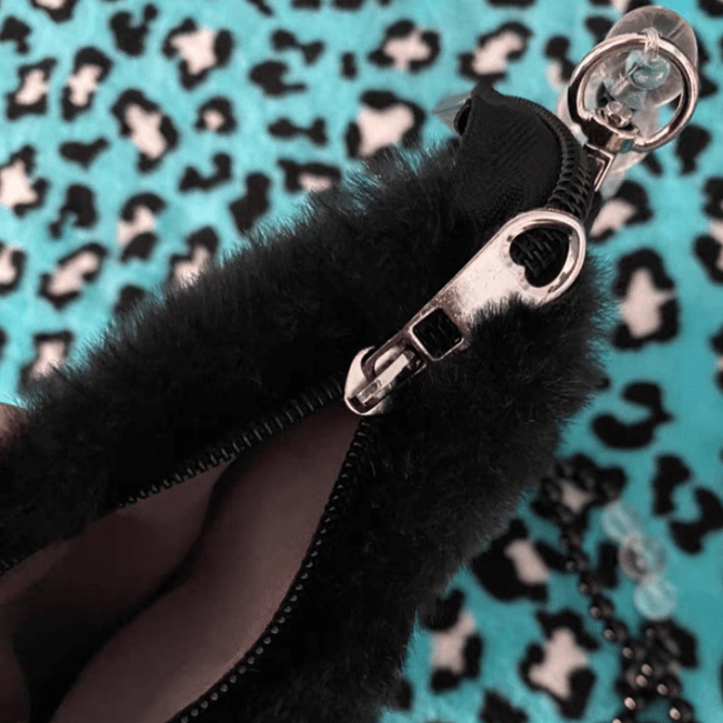 Black Hadmade Customize Fur Pearl Crossbody Bags