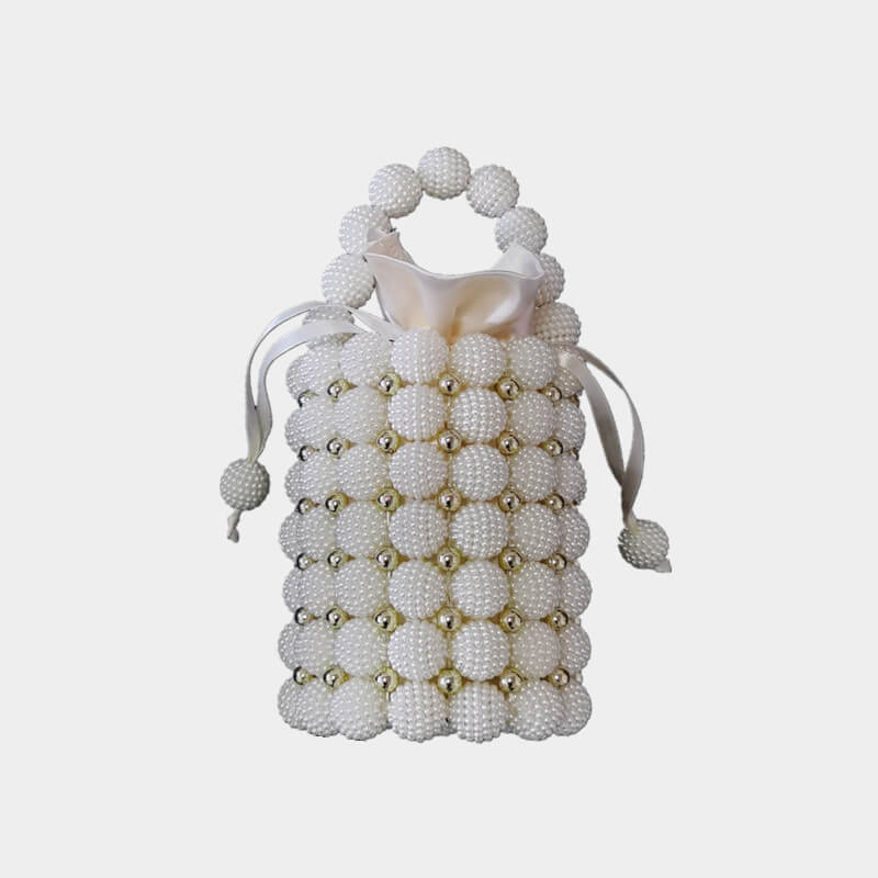 Hadmade Customize Pearl Satchel Strap Knit Bucket Bags