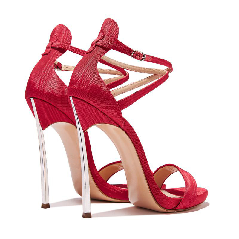 Roman Cross Strap Stiletto Sandals-red