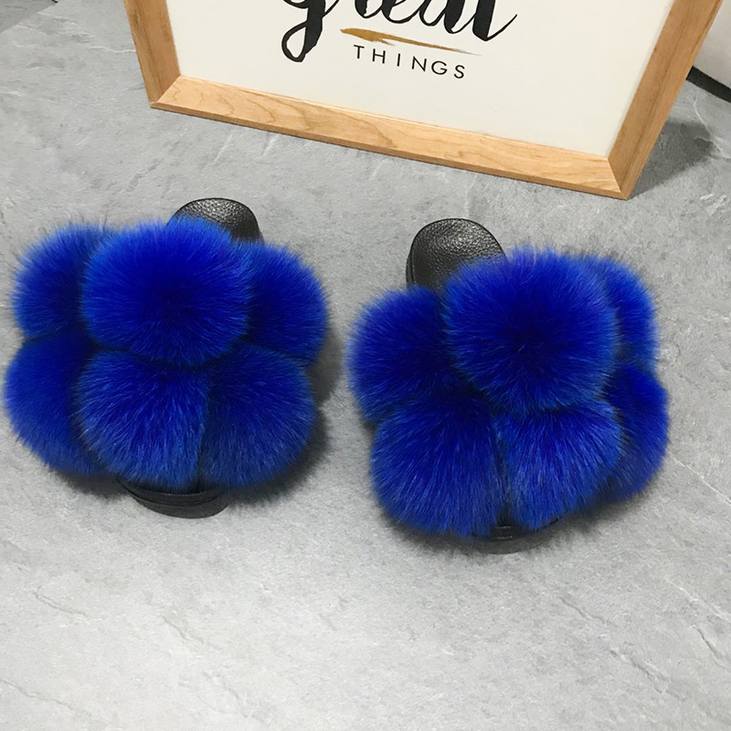 Royal blue clearance fluffy slides
