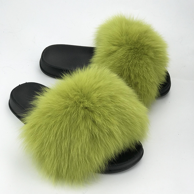 Real Fox Fur Slippers Women's Eva Fur Slippers-4