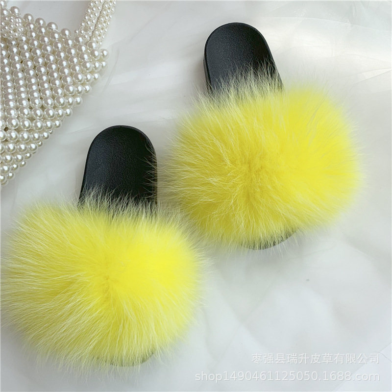 Real Fox Fur Slippers Women's Eva Fur Slippers-27