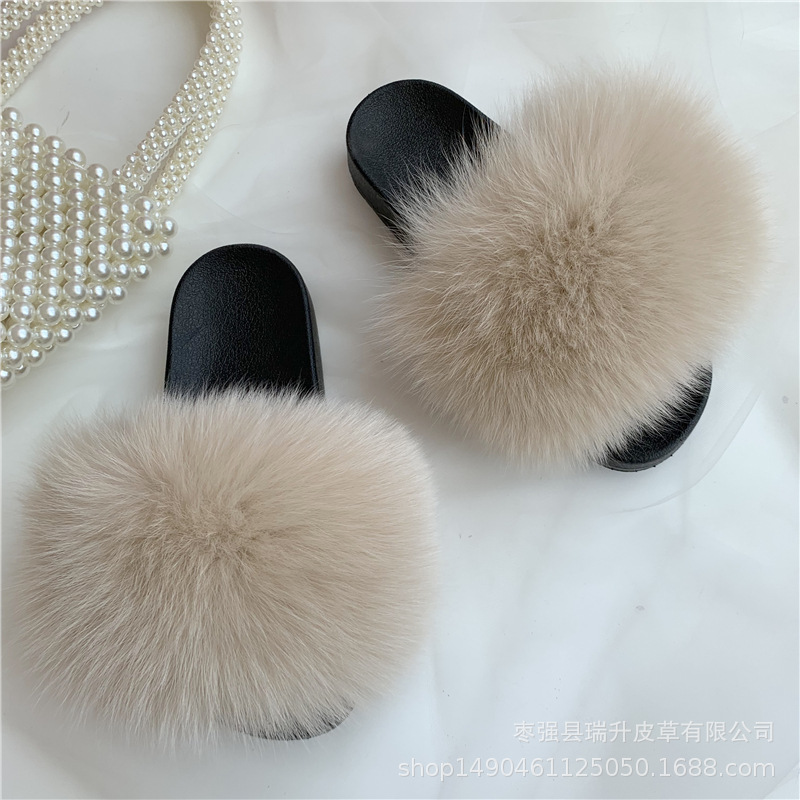 Real Fox Fur Slippers Women's Eva Fur Slippers-32