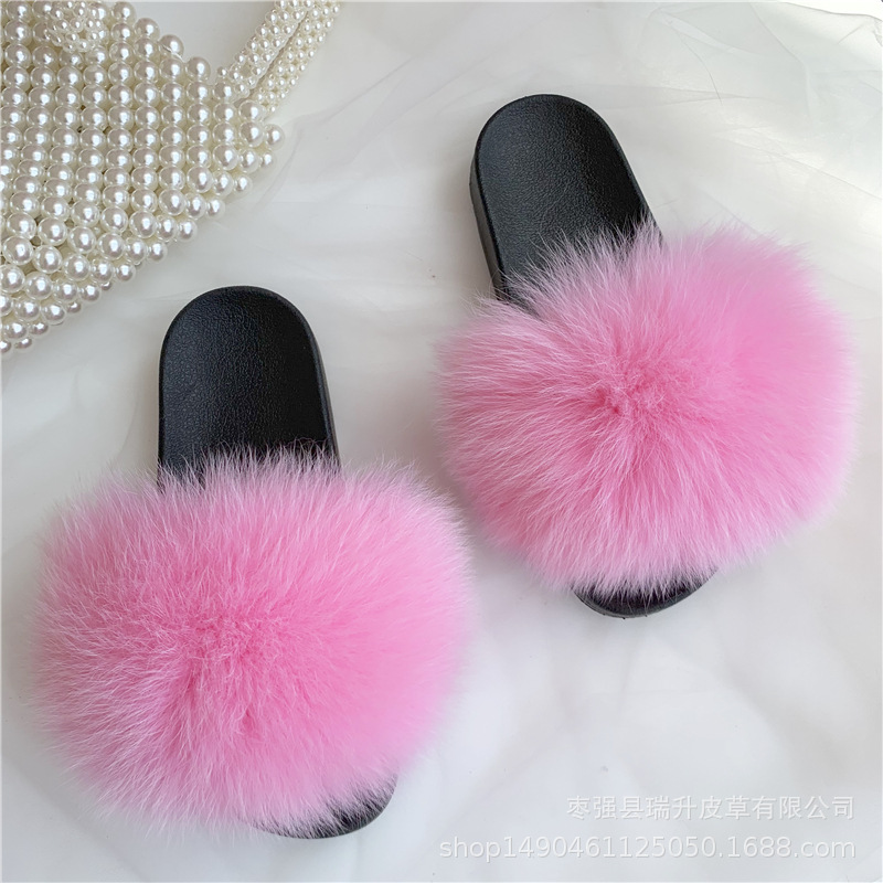 Real Fox Fur Slippers Women's Eva Fur Slippers-33