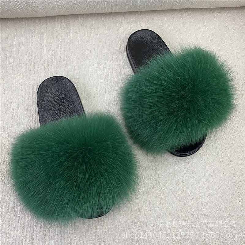 Real Fox Fur Slippers Women's Eva Fur Slippers-40