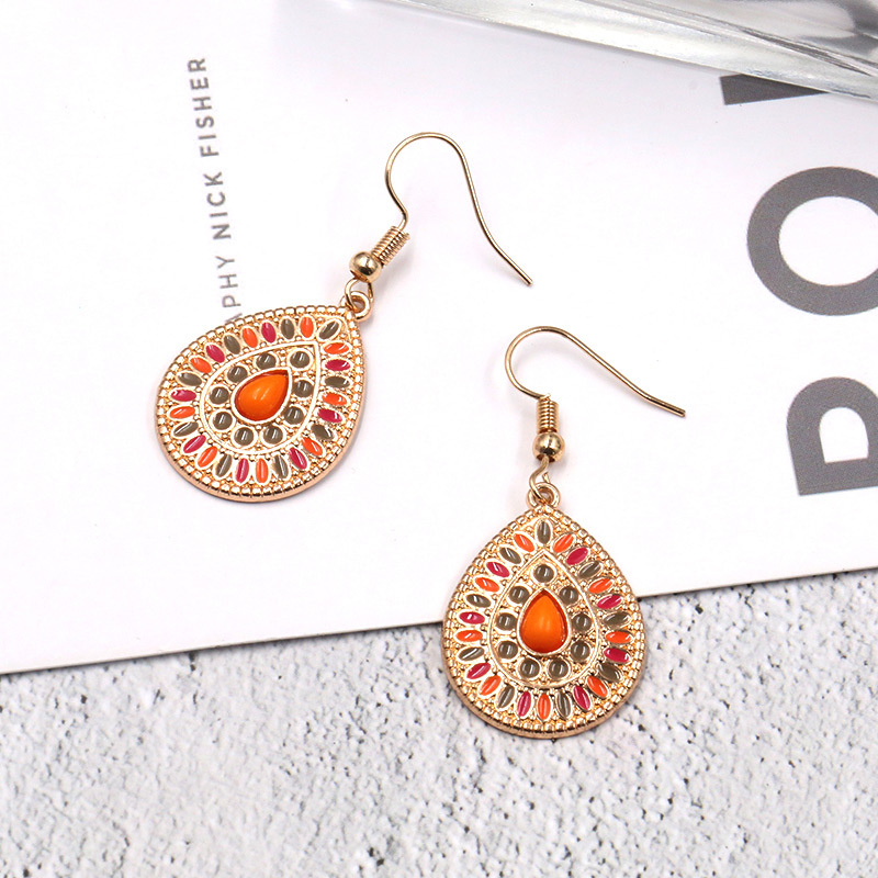 Bohemian Ethnic Style Drop Oil Colorful Water Drop Pendant Personalized Earrings And Earrings