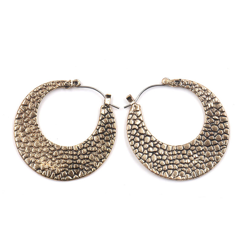 Earrings Geometric Hollow Circular Wave Point Alloy Carving Earrings Accessories-2