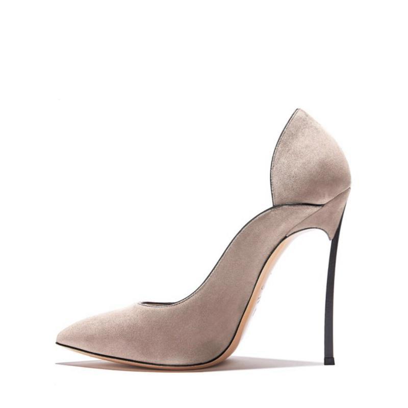 Pointy Stitched Stiletto Shoes Large Women's Shoes-apricot