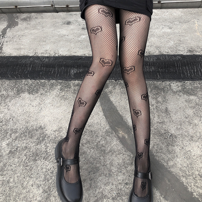 Black Pantyhose Love Thin Women's Spring And Summer Lace Bottom Stockings Net Stockings