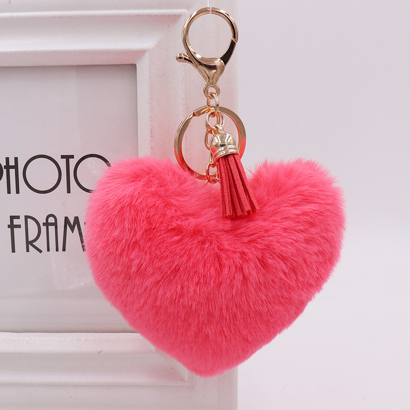 Fashion Tassel Love Plush Key Chain Hairball Car Pendant Student Bag Key Chain Creative Gift-1