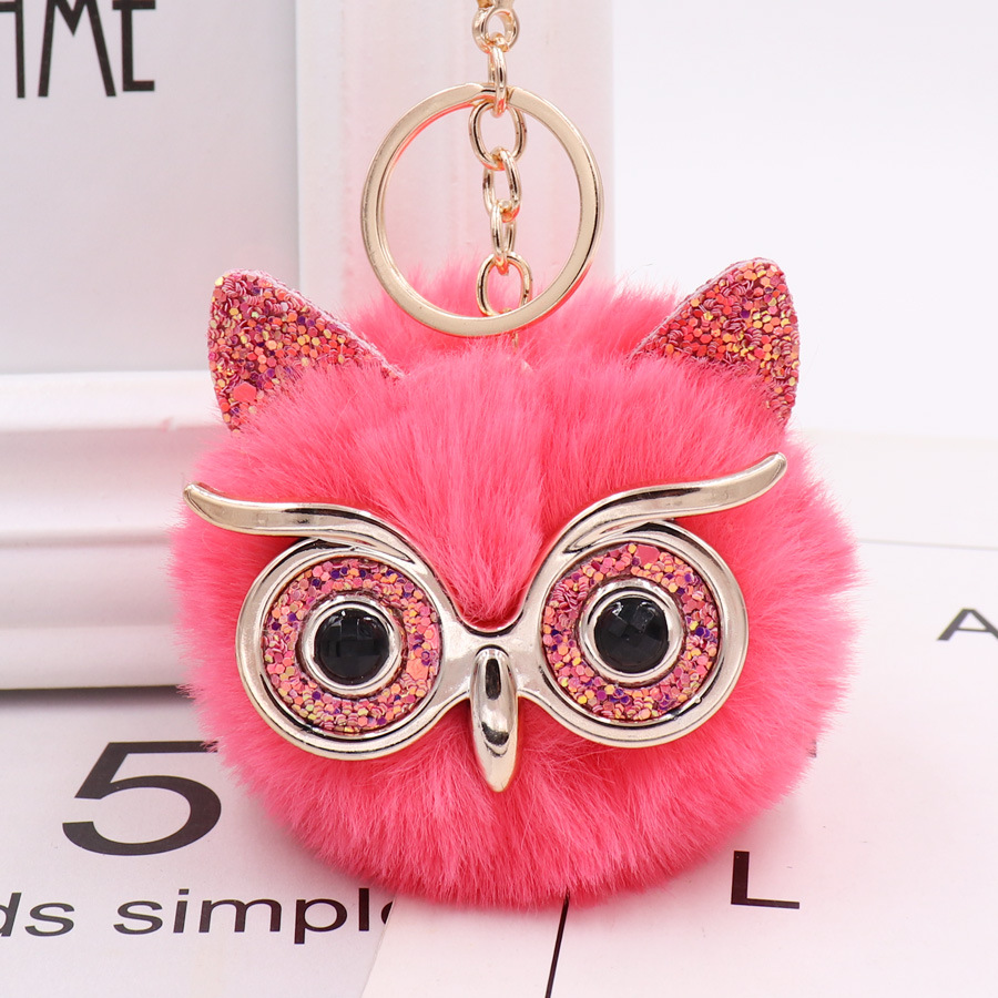 Gretel Owl Plush Key Ring Imitation Rabbit Hair Ball Bag Pendant Fur Car Pendant-1